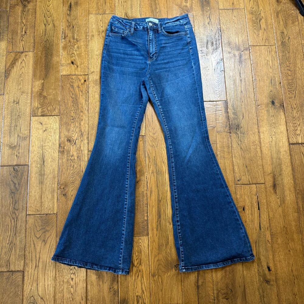 Vervet High Rise Super Flare Jeans 29 x 33 Dark Wash Mid Rise Denim VT1046